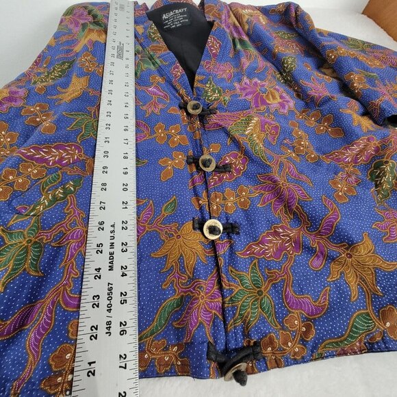 Vintage Asia Craft Textiles Hand Made Indonesian Batik Jacket Cotton Floral Blue - Picture 9 of 9